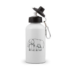Бутылка спортивная с принтом Сколько ног у слона , металл | емкость — 500 мл, в комплекте две пластиковые крышки и карабин для крепления | Тематика изображения на принте: слон