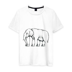 Мужская футболка хлопок с принтом Сколько ног у слона , 100% хлопок | прямой крой, круглый вырез горловины, длина до линии бедер, слегка спущенное плечо. | слон