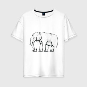 Женская футболка хлопок Oversize с принтом Сколько ног у слона , 100% хлопок | свободный крой, круглый ворот, спущенный рукав, длина до линии бедер
 | слон