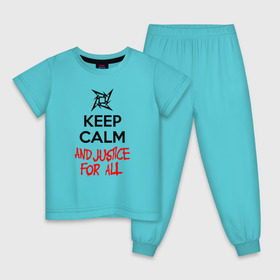 Детская пижама хлопок с принтом Keep Calm And Justice For All , 100% хлопок |  брюки и футболка прямого кроя, без карманов, на брюках мягкая резинка на поясе и по низу штанин
 | металлика