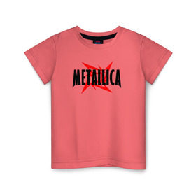 Детская футболка хлопок с принтом Metallica logo , 100% хлопок | круглый вырез горловины, полуприлегающий силуэт, длина до линии бедер | Тематика изображения на принте: 