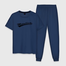 Мужская пижама хлопок с принтом Metallica (Yankees font) , 100% хлопок | брюки и футболка прямого кроя, без карманов, на брюках мягкая резинка на поясе и по низу штанин
 | металлика