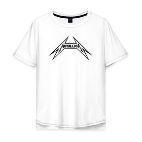 Мужская футболка хлопок Oversize с принтом логотип Metallica , 100% хлопок | свободный крой, круглый ворот, “спинка” длиннее передней части | металлика