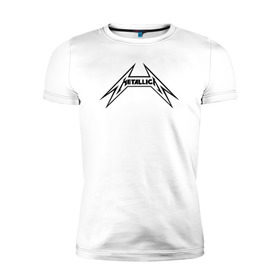 Мужская футболка премиум с принтом логотип Metallica , 92% хлопок, 8% лайкра | приталенный силуэт, круглый вырез ворота, длина до линии бедра, короткий рукав | металлика