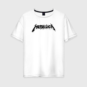 Женская футболка хлопок Oversize с принтом Metallica painted logo , 100% хлопок | свободный крой, круглый ворот, спущенный рукав, длина до линии бедер
 | металлика