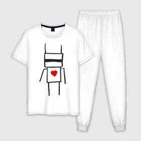 Мужская пижама хлопок с принтом Chappie , 100% хлопок | брюки и футболка прямого кроя, без карманов, на брюках мягкая резинка на поясе и по низу штанин
 | die antwoord