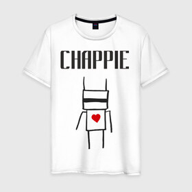 Мужская футболка хлопок с принтом Chappie , 100% хлопок | прямой крой, круглый вырез горловины, длина до линии бедер, слегка спущенное плечо. | 