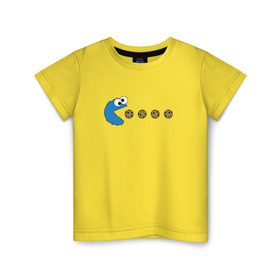 Детская футболка хлопок с принтом Печеньки , 100% хлопок | круглый вырез горловины, полуприлегающий силуэт, длина до линии бедер | pacman | игра | монстр | улица сезам