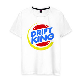 Мужская футболка хлопок с принтом Drift king , 100% хлопок | прямой крой, круглый вырез горловины, длина до линии бедер, слегка спущенное плечо. | @ | drift | king | король
