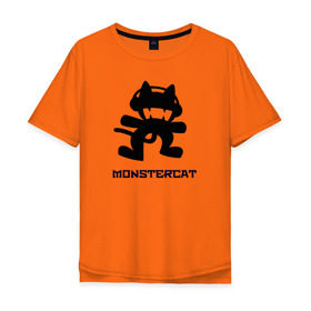 Мужская футболка хлопок Oversize с принтом Monstercat , 100% хлопок | свободный крой, круглый ворот, “спинка” длиннее передней части | 