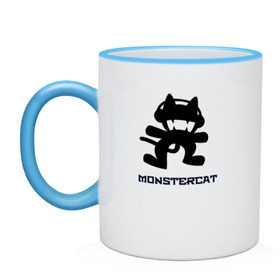 Кружка двухцветная с принтом monstercat , керамика | объем — 330 мл, диаметр — 80 мм. Цветная ручка и кайма сверху, в некоторых цветах — вся внутренняя часть | Тематика изображения на принте: 