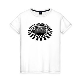 Женская футболка хлопок с принтом 3d дыра оптическая иллюзия , 100% хлопок | прямой крой, круглый вырез горловины, длина до линии бедер, слегка спущенное плечо | 3д | дыра | иллюзия | оптическая