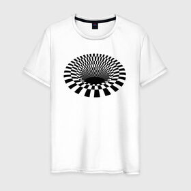 Мужская футболка хлопок с принтом 3d дыра оптическая иллюзия , 100% хлопок | прямой крой, круглый вырез горловины, длина до линии бедер, слегка спущенное плечо. | 3д | дыра | иллюзия | оптическая