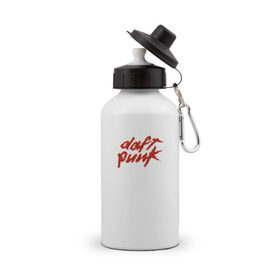 Бутылка спортивная с принтом Daft punk , металл | емкость — 500 мл, в комплекте две пластиковые крышки и карабин для крепления | логотип группы daft punk.@