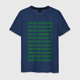 Мужская футболка хлопок с принтом Двоичный код , 100% хлопок | прямой крой, круглый вырез горловины, длина до линии бедер, слегка спущенное плечо. | двоичный код
