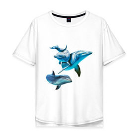 Мужская футболка хлопок Oversize с принтом Дельфины , 100% хлопок | свободный крой, круглый ворот, “спинка” длиннее передней части | die antwoord