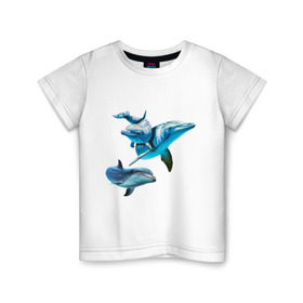 Детская футболка хлопок с принтом Дельфины , 100% хлопок | круглый вырез горловины, полуприлегающий силуэт, длина до линии бедер | die antwoord