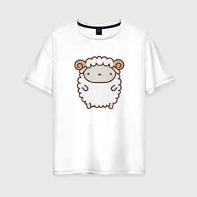 Женская футболка хлопок Oversize с принтом Милый бараш , 100% хлопок | свободный крой, круглый ворот, спущенный рукав, длина до линии бедер
 | баран | овечка | овца