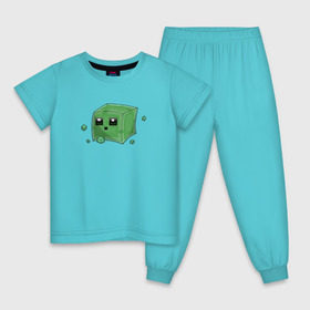 Детская пижама хлопок с принтом Minecraft слизень , 100% хлопок |  брюки и футболка прямого кроя, без карманов, на брюках мягкая резинка на поясе и по низу штанин
 | Тематика изображения на принте: игра | мinecraft