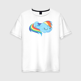 Женская футболка хлопок Oversize с принтом Rainbow Dash sleeps , 100% хлопок | свободный крой, круглый ворот, спущенный рукав, длина до линии бедер
 | pony | rainbow dash | деши спит :3поняшки | пони | сваг