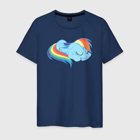 Мужская футболка хлопок с принтом Rainbow Dash sleeps , 100% хлопок | прямой крой, круглый вырез горловины, длина до линии бедер, слегка спущенное плечо. | Тематика изображения на принте: pony | rainbow dash | деши спит :3поняшки | пони | сваг