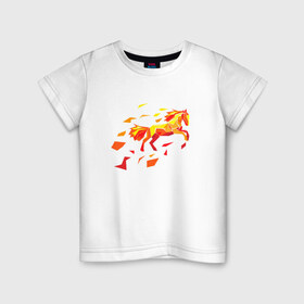 Детская футболка хлопок с принтом Fire horse , 100% хлопок | круглый вырез горловины, полуприлегающий силуэт, длина до линии бедер | Тематика изображения на принте: fire | horse | лошадь | огон