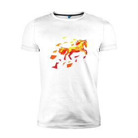 Мужская футболка премиум с принтом Fire horse , 92% хлопок, 8% лайкра | приталенный силуэт, круглый вырез ворота, длина до линии бедра, короткий рукав | fire | horse | лошадь | огон