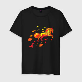 Мужская футболка хлопок с принтом Fire horse , 100% хлопок | прямой крой, круглый вырез горловины, длина до линии бедер, слегка спущенное плечо. | fire | horse | лошадь | огон