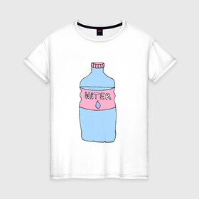 Женская футболка хлопок с принтом Бутылка воды , 100% хлопок | прямой крой, круглый вырез горловины, длина до линии бедер, слегка спущенное плечо | @