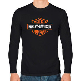 Мужской лонгслив хлопок с принтом Харлей Дэвидсон , 100% хлопок |  | logo | motor | компания | мотоцикл