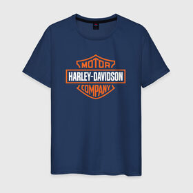 Мужская футболка хлопок с принтом Харлей Дэвидсон , 100% хлопок | прямой крой, круглый вырез горловины, длина до линии бедер, слегка спущенное плечо. | logo | motor | компания | мотоцикл