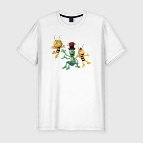 Мужская футболка премиум с принтом Пчелка Майя , 92% хлопок, 8% лайкра | приталенный силуэт, круглый вырез ворота, длина до линии бедра, короткий рукав | 