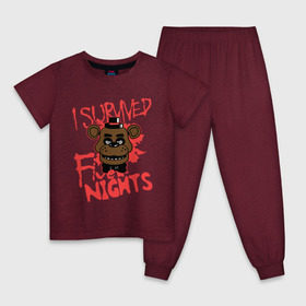 Детская пижама хлопок с принтом Five Nights At Freddys , 100% хлопок |  брюки и футболка прямого кроя, без карманов, на брюках мягкая резинка на поясе и по низу штанин
 | five nights at freddys | fnaf | freddy | игры | медведь | мишка | фнаф | фредди