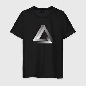 Мужская футболка хлопок с принтом Треугольник Пенроуза , 100% хлопок | прямой крой, круглый вырез горловины, длина до линии бедер, слегка спущенное плечо. | иллюзия | оптическая | пенроуз