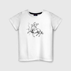 Детская футболка хлопок с принтом Стрелец , 100% хлопок | круглый вырез горловины, полуприлегающий силуэт, длина до линии бедер | знак зодиака | кентавр | стрелец