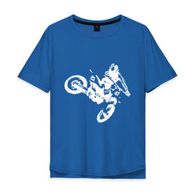 Мужская футболка хлопок Oversize с принтом Мотокросс белый , 100% хлопок | свободный крой, круглый ворот, “спинка” длиннее передней части | motokross | мото | мотоцикл | спорт