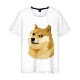Мужская футболка хлопок с принтом Doge , 100% хлопок | прямой крой, круглый вырез горловины, длина до линии бедер, слегка спущенное плечо. | such wow | вау | доги