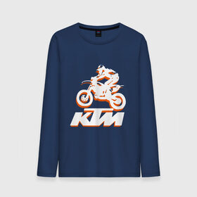 Мужской лонгслив хлопок с принтом KTM белый , 100% хлопок |  | Тематика изображения на принте: cross | ktm | motocross | кросс | мото