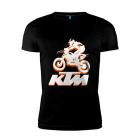 Мужская футболка премиум с принтом KTM белый , 92% хлопок, 8% лайкра | приталенный силуэт, круглый вырез ворота, длина до линии бедра, короткий рукав | Тематика изображения на принте: cross | ktm | motocross | кросс | мото