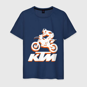 Мужская футболка хлопок с принтом KTM белый , 100% хлопок | прямой крой, круглый вырез горловины, длина до линии бедер, слегка спущенное плечо. | Тематика изображения на принте: cross | ktm | motocross | кросс | мото