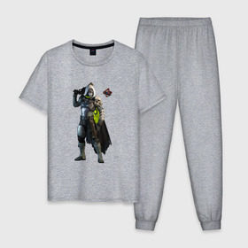 Мужская пижама хлопок с принтом Destiny Hunter , 100% хлопок | брюки и футболка прямого кроя, без карманов, на брюках мягкая резинка на поясе и по низу штанин
 | guardian | hunter | дестини | игра | судьба