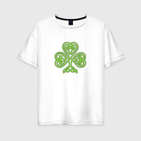 Женская футболка хлопок Oversize с принтом Celtic сlover , 100% хлопок | свободный крой, круглый ворот, спущенный рукав, длина до линии бедер
 | кельтский | клевер