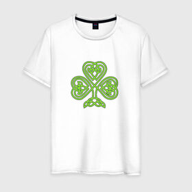 Мужская футболка хлопок с принтом Celtic сlover , 100% хлопок | прямой крой, круглый вырез горловины, длина до линии бедер, слегка спущенное плечо. | кельтский | клевер
