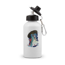 Бутылка спортивная с принтом Мику под зонтом , металл | емкость — 500 мл, в комплекте две пластиковые крышки и карабин для крепления | anime | hatsune miku | miku | vocaloid | вокалоид