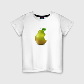 Детская футболка хлопок с принтом iPear , 100% хлопок | круглый вырез горловины, полуприлегающий силуэт, длина до линии бедер | Тематика изображения на принте: (iphone) | груша | пародия | прикол | укус
