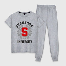 Женская пижама хлопок с принтом Стэнфорд , 100% хлопок | брюки и футболка прямого кроя, без карманов, на брюках мягкая резинка на поясе и по низу штанин | stanford | институт | студентам | стэнфорд | университет