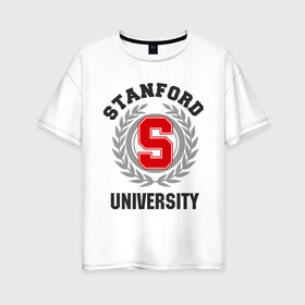Женская футболка хлопок Oversize с принтом Стэнфорд , 100% хлопок | свободный крой, круглый ворот, спущенный рукав, длина до линии бедер
 | stanford | институт | студентам | стэнфорд | университет