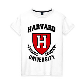 Женская футболка хлопок с принтом Гарвард , 100% хлопок | прямой крой, круглый вырез горловины, длина до линии бедер, слегка спущенное плечо | harvard | university | гарвард | институт | студентам | университет