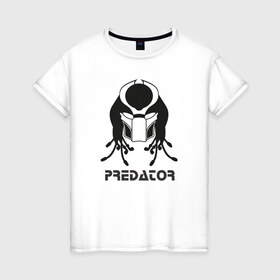 Женская футболка хлопок с принтом Predator (Хищник) , 100% хлопок | прямой крой, круглый вырез горловины, длина до линии бедер, слегка спущенное плечо | 