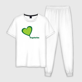 Мужская пижама хлопок с принтом Vegetarian (Вегетерианство) , 100% хлопок | брюки и футболка прямого кроя, без карманов, на брюках мягкая резинка на поясе и по низу штанин
 | 